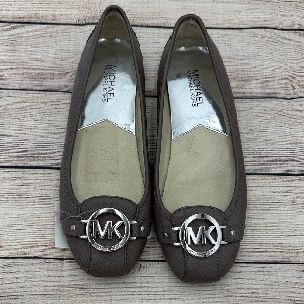 Michael Kors Taupe Flats with Silver Accents